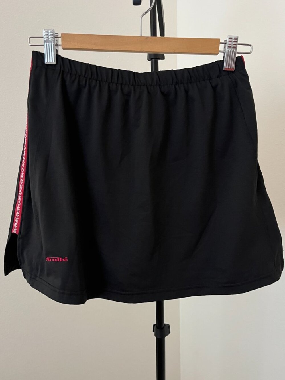 🎾 Bolle Sport Black + Red Tennis Skort | Side Stripe | Ball Pocket | Women's M